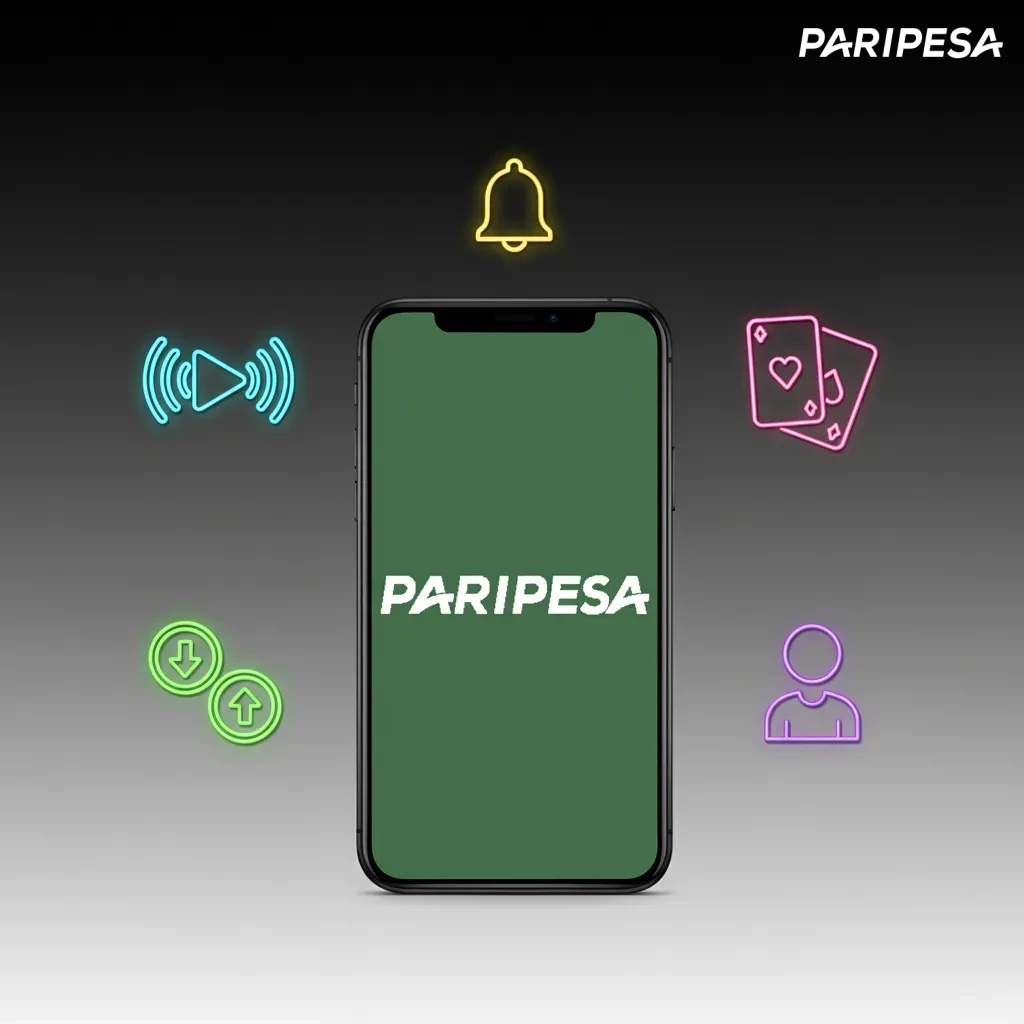 Pantalla de la app Paripesa con apuestas en vivo, cupón en tiempo real, casino, depósitos y retiros rápidos y alertas.