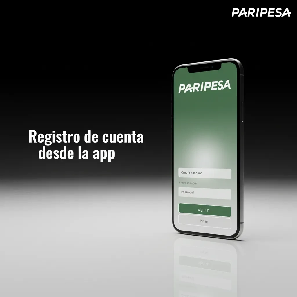 Pantalla de app con pasos de registro: método, datos, verificación SMS/correo, aceptar términos y subir documentos.