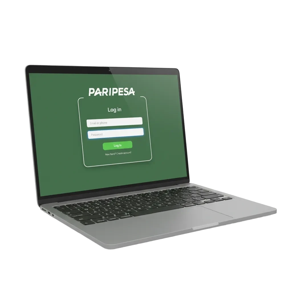 Interfaz de inicio de sesión de Paripesa en web y móvil: correo, teléfono o ID, con cifrado y 2FA.