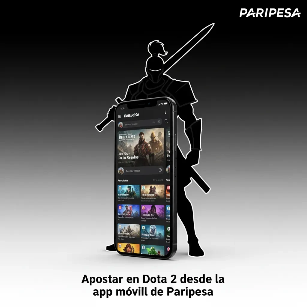 Smartphone con la app Paripesa mostrando apuestas en vivo de Dota 2, cuotas y selección de mercado en Esports.
