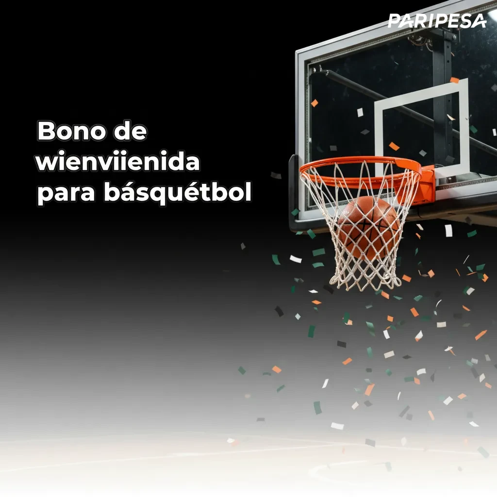 Banner de bono de bienvenida para apuestas de básquetbol; deposita y apuesta; aplican términos y condiciones.
