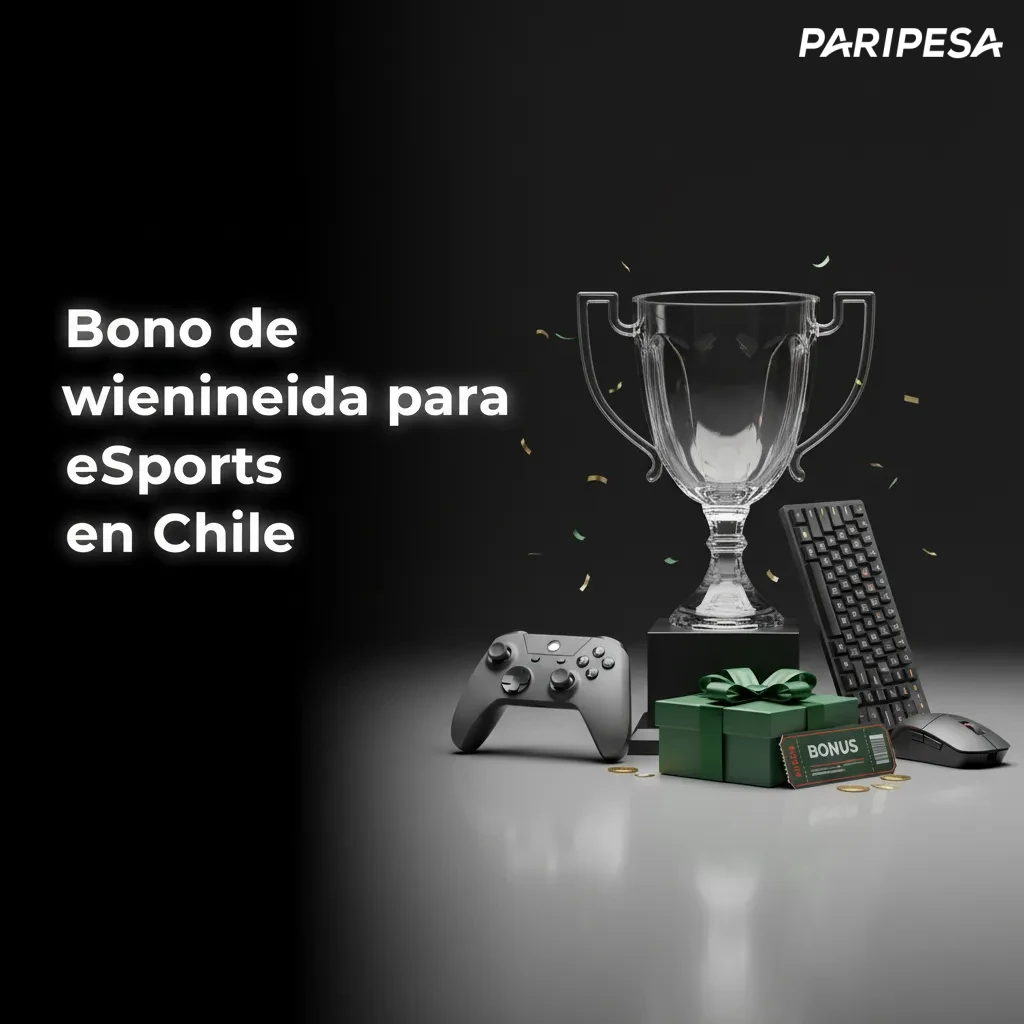 Banner bono bienvenida eSports Chile: 100% primer depósito hasta 100 € + tiradas gratis. Pasos 1–5 y TyC.
