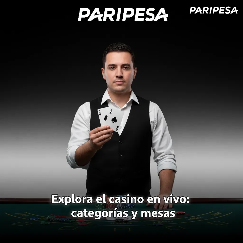 Lobby de casino en vivo de Paripesa con categorías: Ruleta, Bacará, Blackjack, Póker, shows de TV y juegos asiáticos.