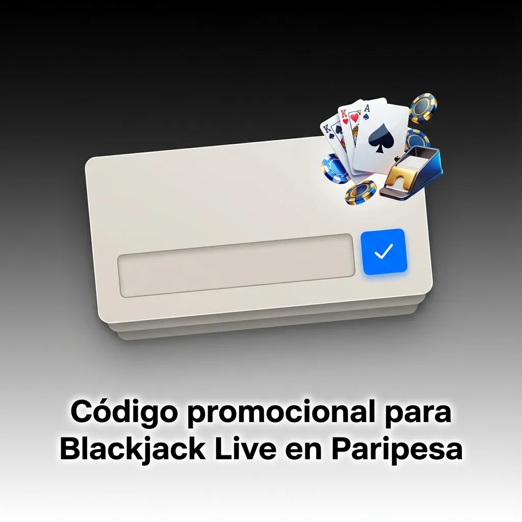 Banner de código promocional para Blackjack Live en Paripesa, con fichas de casino y campo para ingresar el código promo
