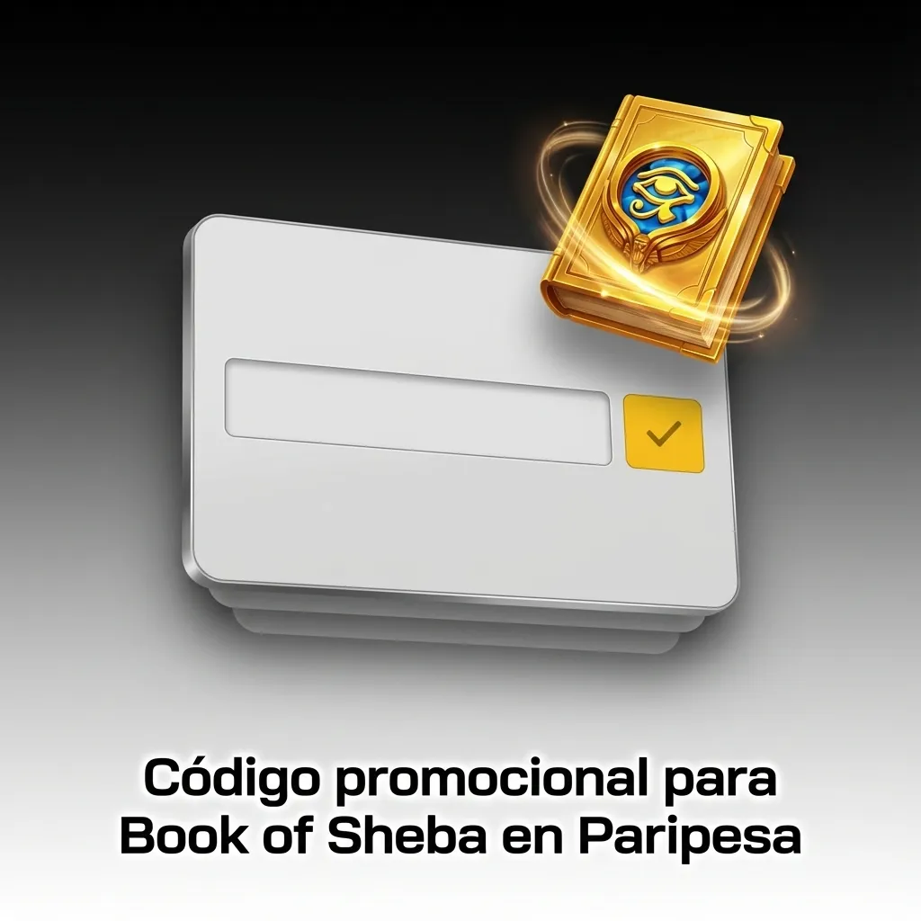 Código promocional para Book of Sheba en Paripesa, mostrado en pantalla de registro con campo para ingresar el bono exclusivo