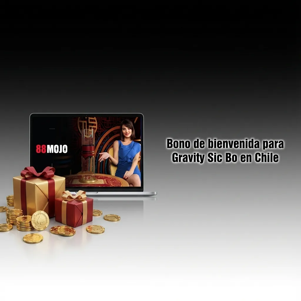 Banner en español de bono de bienvenida Gravity Sic Bo en Chile, con oferta 100% hasta 100 € y tiradas gratis