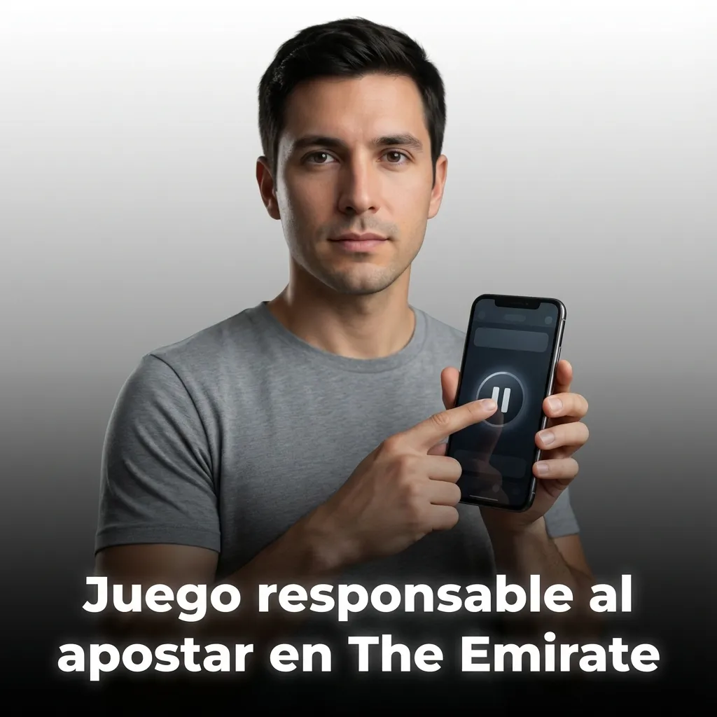 Ilustración de juego responsable en The Emirate con mensaje sobre límites de apuesta y riesgo de pérdida de dinero