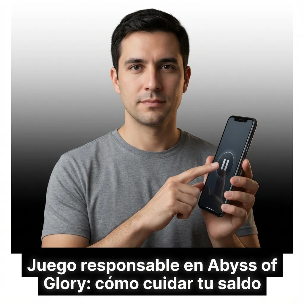 Ilustración de casino online Abyss of Glory con mensaje destacado de juego responsable y cuidado del saldo