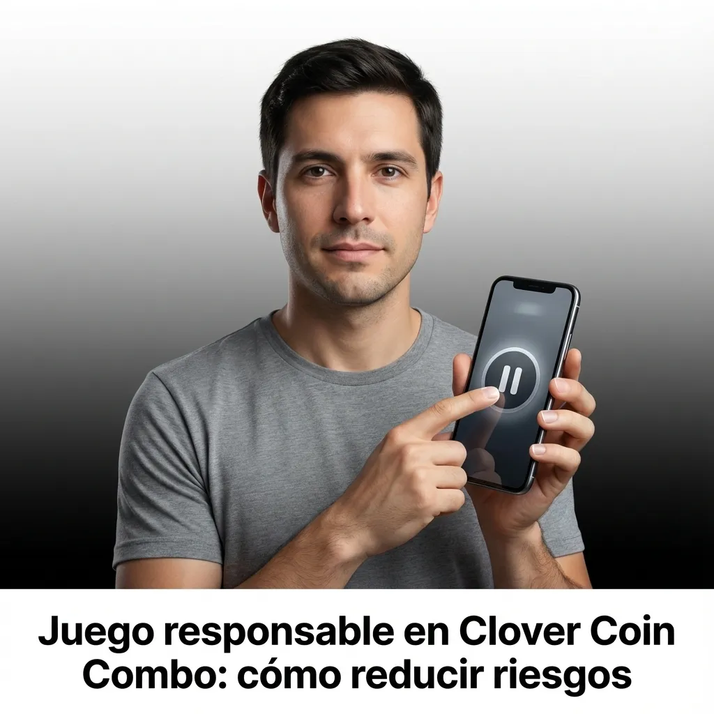 Ilustración de Clover Coin Combo con mensaje de juego responsable, mostrando límites de tiempo, presupuesto y ayuda profesional