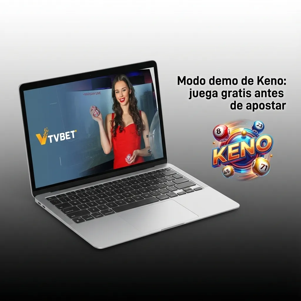 Pantalla de Keno en modo demo mostrando números seleccionados, saldo virtual y botón para jugar gratis sin apostar dinero real