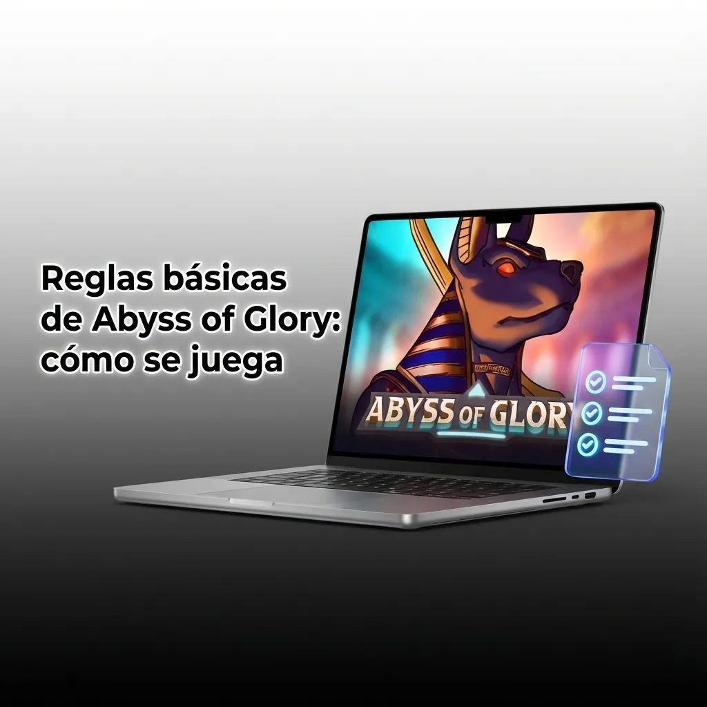 Pantalla de tragamonedas Abyss of Glory con símbolos marinos, botones de apuesta y tabla de pagos visible.