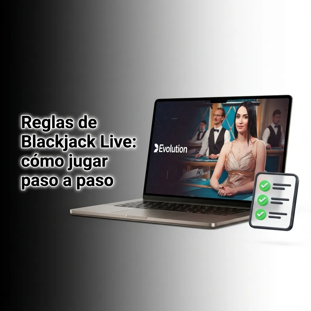 Mesa de Blackjack Live con cartas boca arriba, fichas de apuesta y crupier explicando reglas básicas de juego.