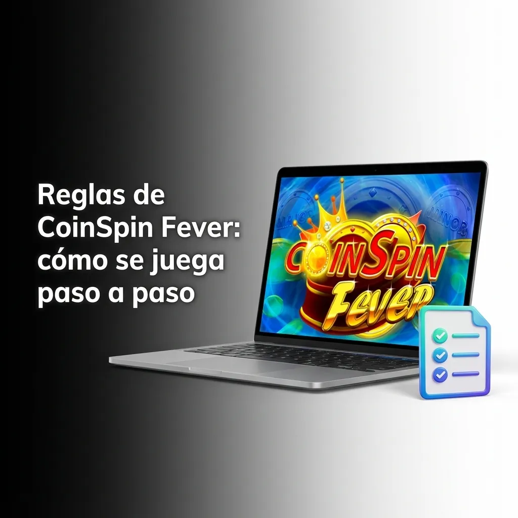 Ilustración de CoinSpin Fever con pasos numerados para apostar, confirmar jugada y ver el resultado de cada ronda
