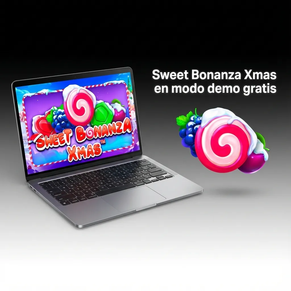 Pantalla de la tragamonedas Sweet Bonanza Xmas en modo demo gratis con saldo virtual y símbolos navideños coloridos