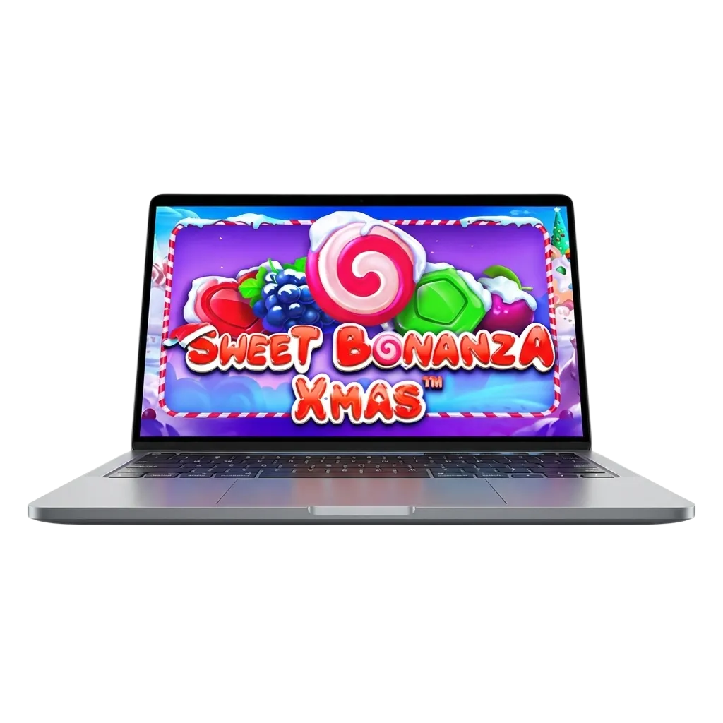 Tragamonedas Sweet Bonanza Xmas en pantalla, símbolos de frutas y dulces con nieve, promoción de bono de bienvenida en Chile