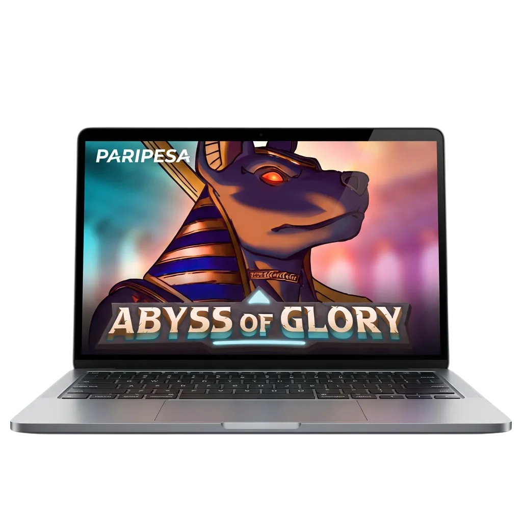 Pantalla de juego de Abyss of Glory mostrando interfaz de casino con símbolos, botones de apuesta y gráficos dinámicos