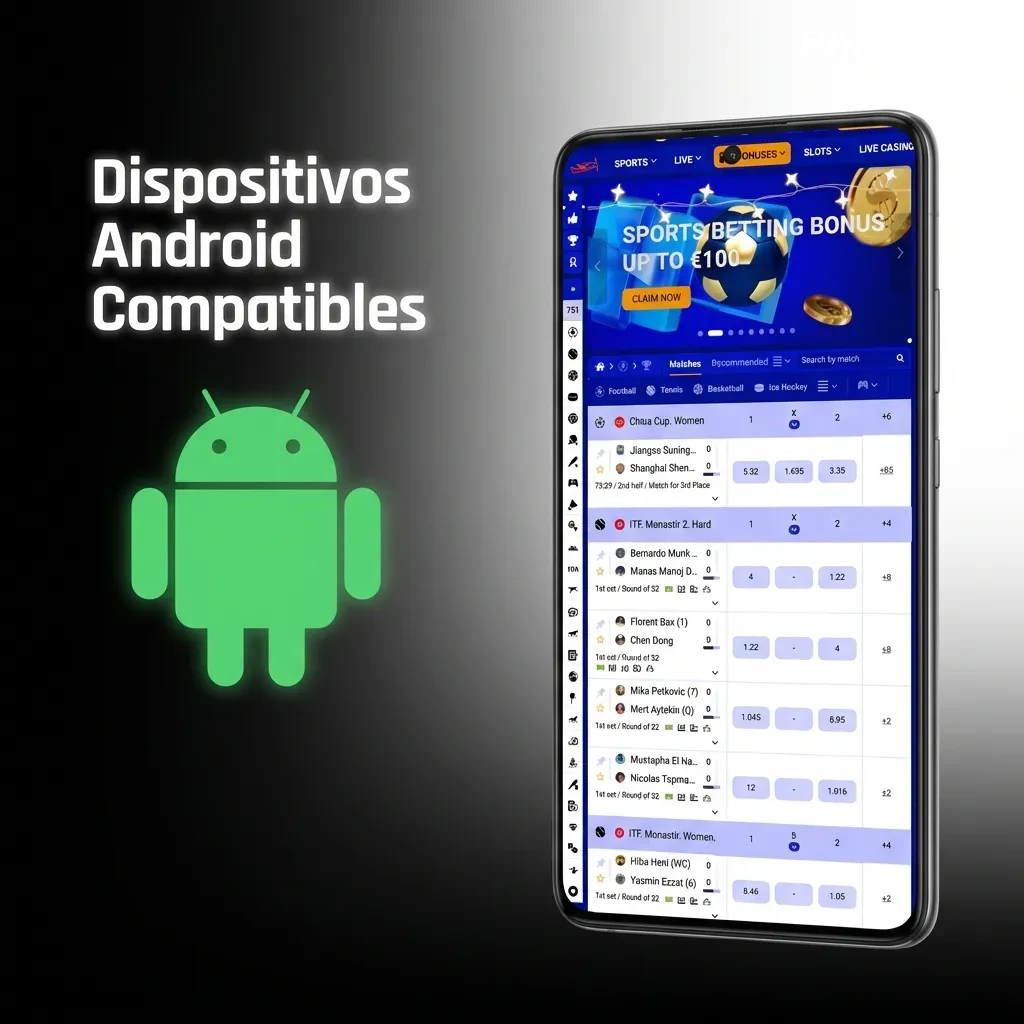 Android smartphones showing compatible devices including Samsung Galaxy, Xiaomi, Motorola, and other popular brands in Chile