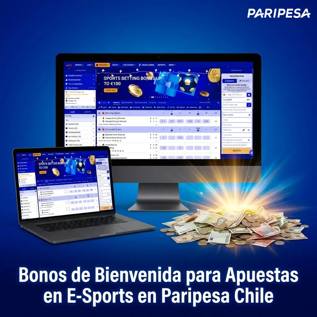 Paripesa Chile welcome bonus promotion showing esports betting offers and casino package for new users