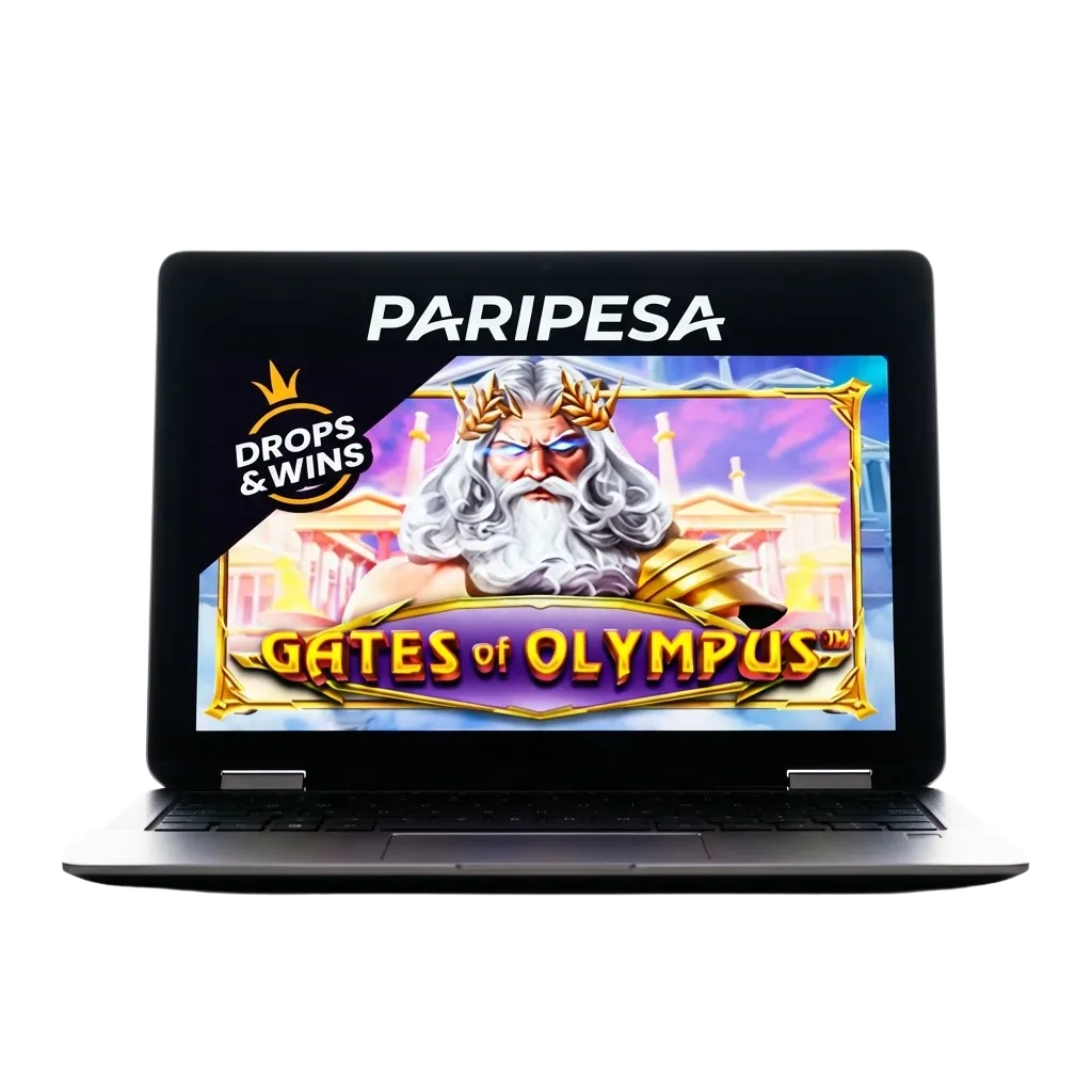 Gates of Olympus slot game interface showing Greek mythology theme with high RTP gameplay on Paripesa casino platform