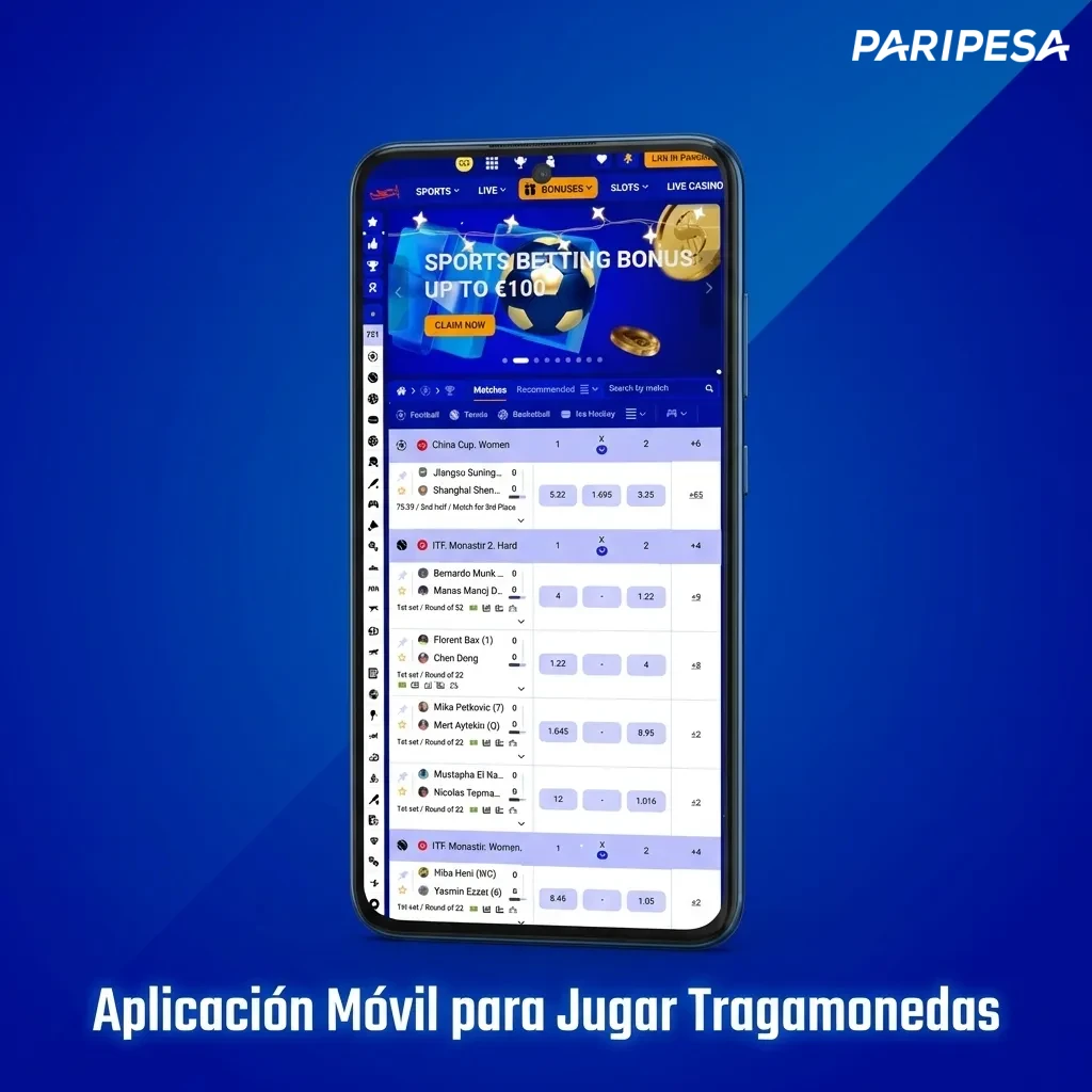 Paripesa mobile app interface showing slot games optimized for touchscreen with easy navigation and full casino features