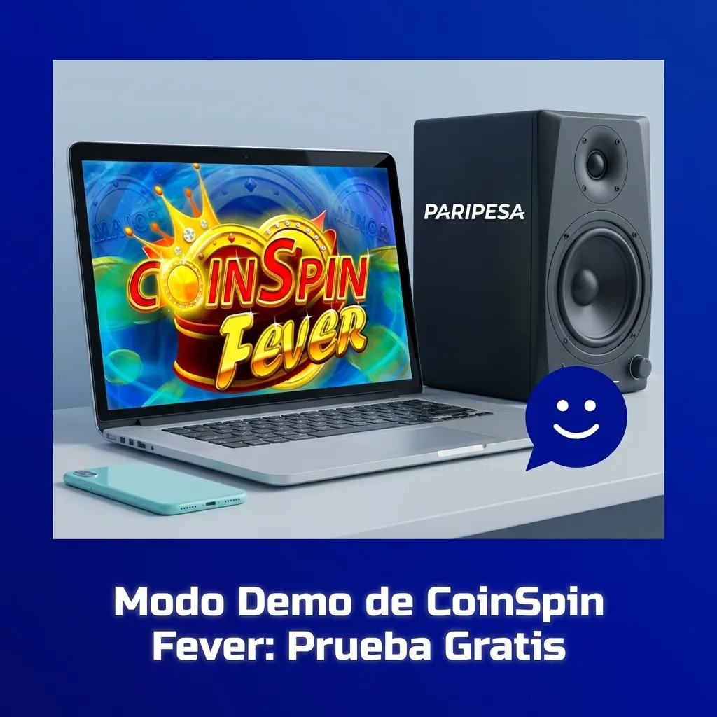 Interfaz de CoinSpin Fever en modo demo con créditos virtuales, mostrando opciones para practicar sin registro ni depósito