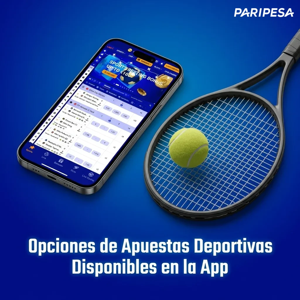 Paripesa app showing sports betting options including football, tennis, basketball, and esports markets