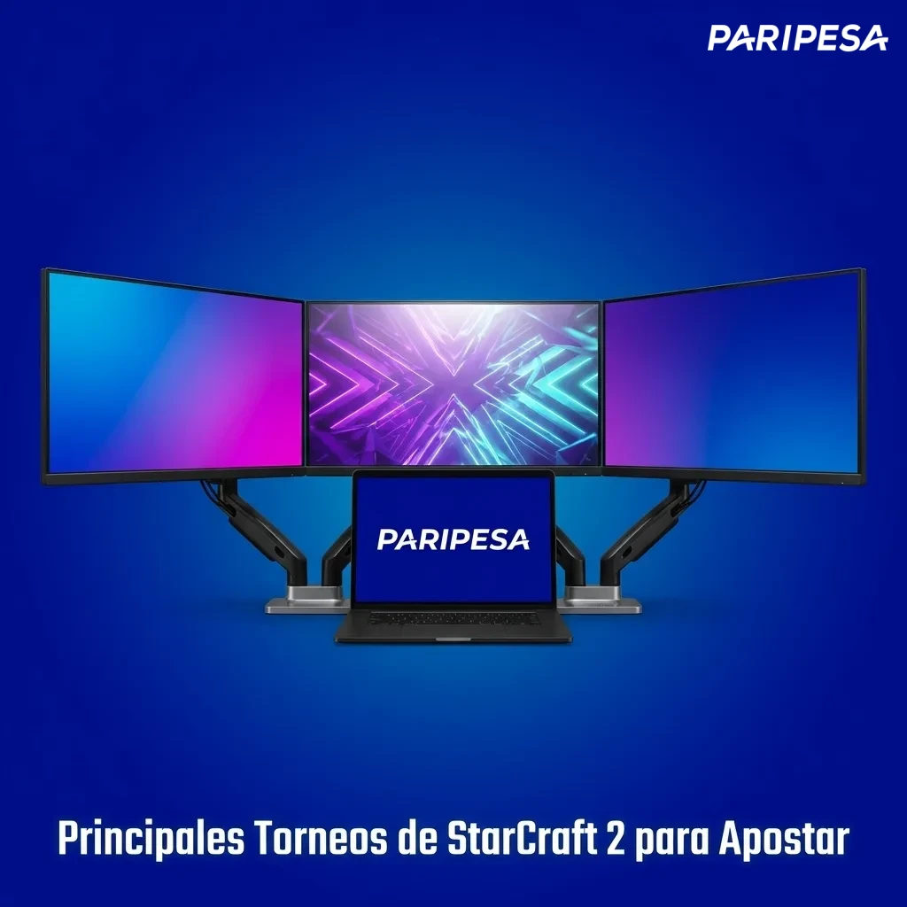 StarCraft 2 tournament logos and championship trophies showcasing major esports betting events like GSL, IEM, and EWC