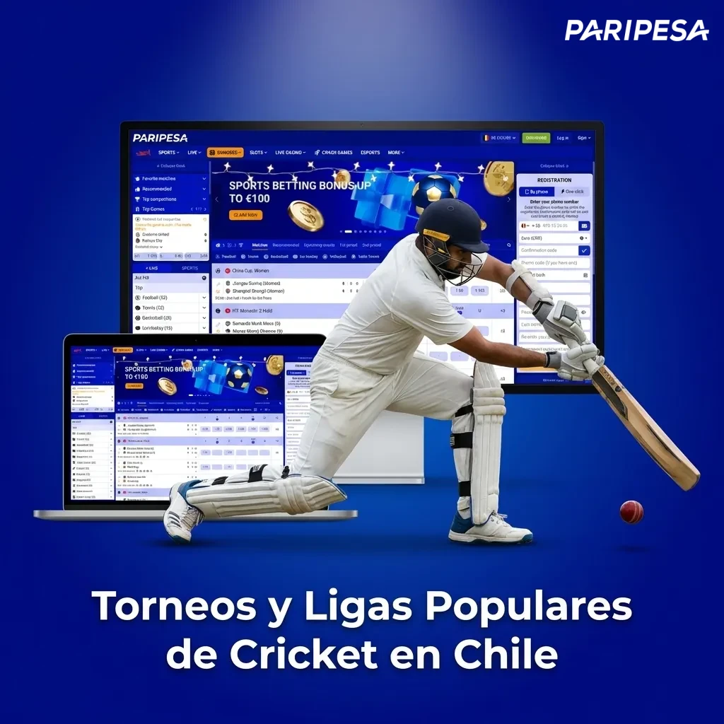 Cricket tournaments including ICC World Cup, T20, IPL, and The Ashes available for betting on Paripesa in Chile