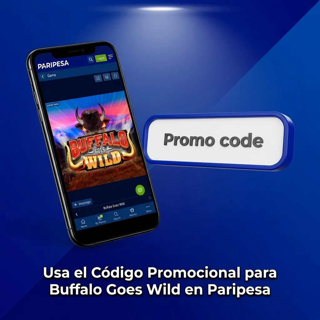 Paripesa promotional code entry screen for Buffalo Goes Wild slot game bonuses and rewards